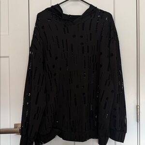 Oversized Black Cutout Hoodie
